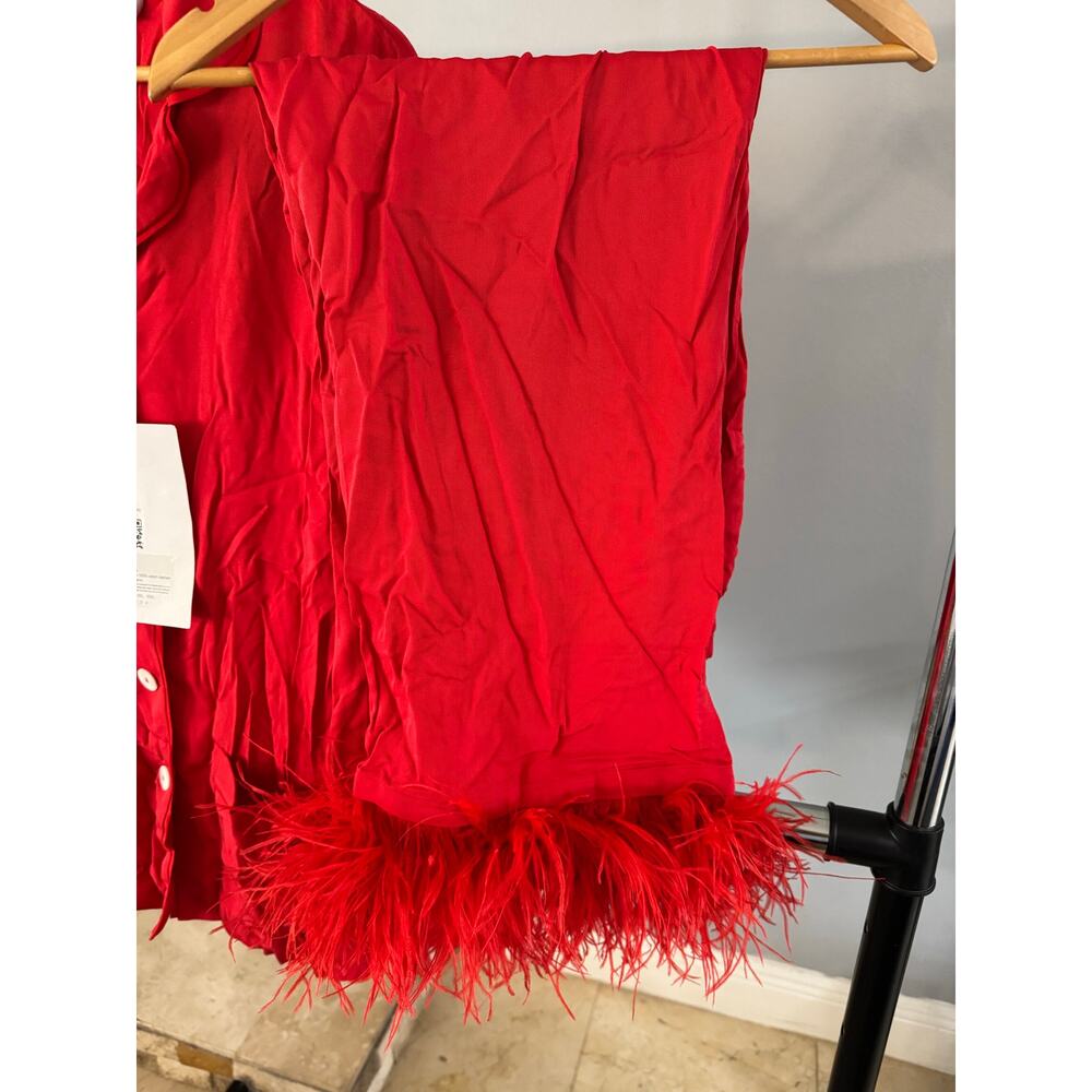 Sleeper Red Feather Trim Pajama Set - image 4